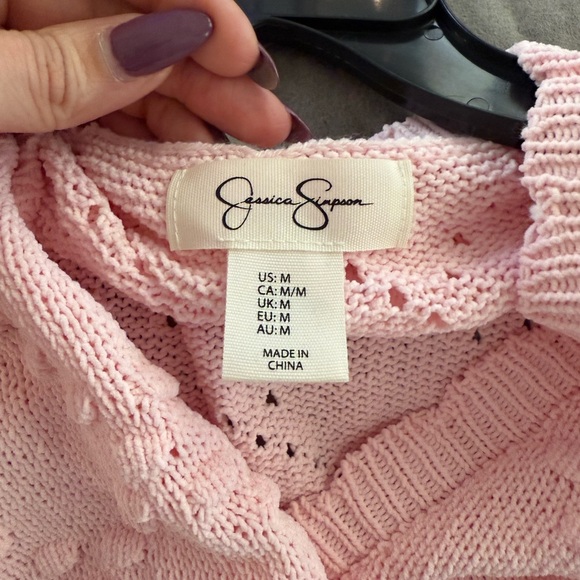JESSICA SIMPSON PINK KNIT CARDIGAN SIZE MEDIUM - Picture 3 of 4
